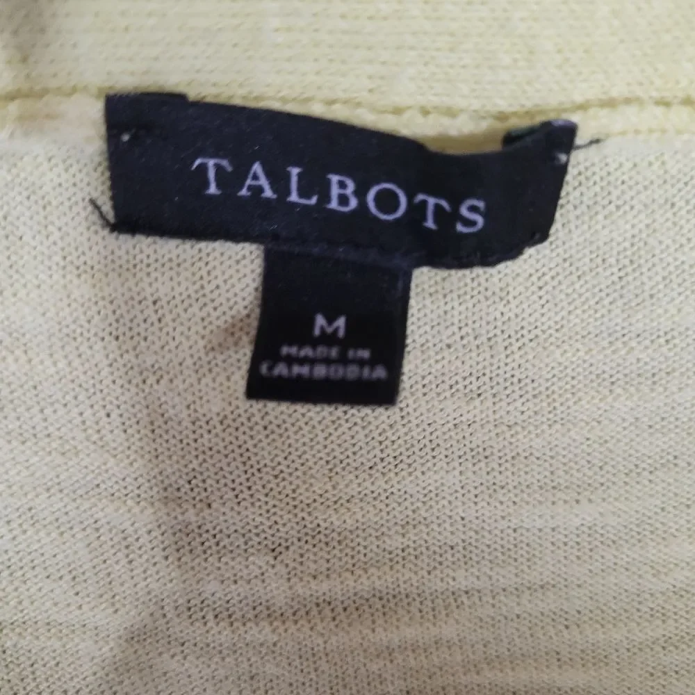 Talbots size medium yellow v neck long tunic top